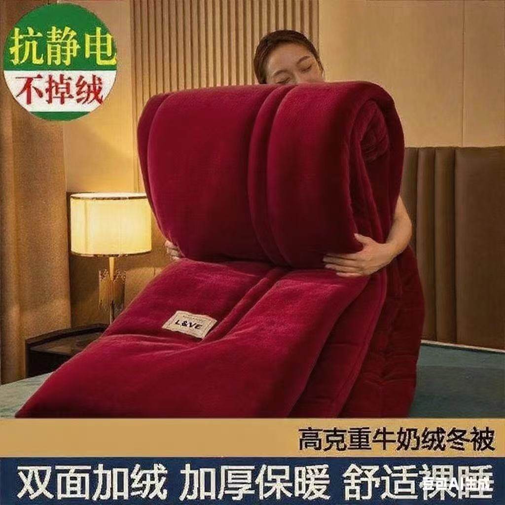 毛毯加厚冬高级被子冬季加厚毛毯超厚牛奶绒冬双面绒加厚10棉被学,床上用品,化纤被,淘宝优惠券,粉丝福利购,淘宝优惠卷