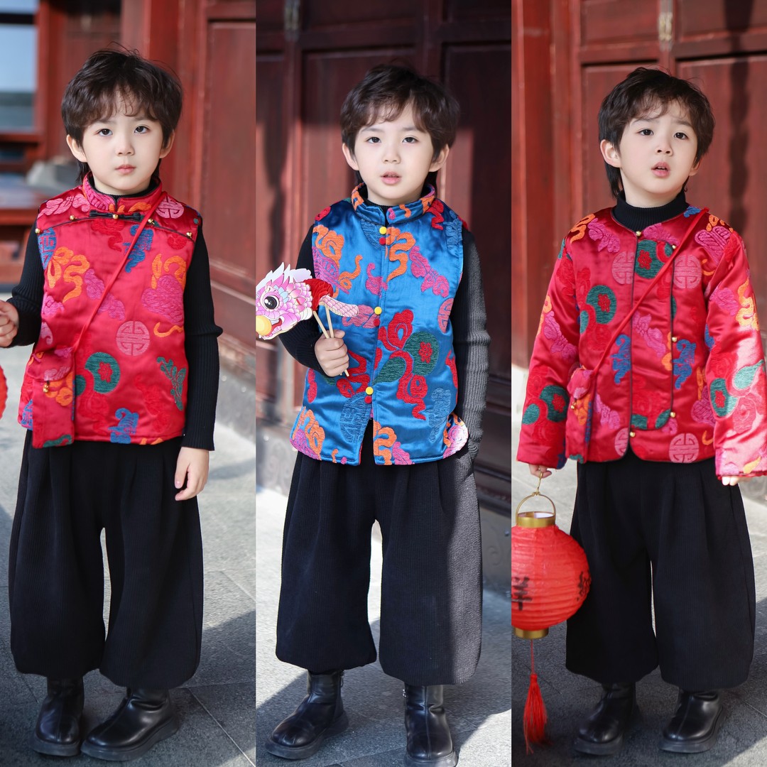 【现货】伟伟同款【喜樂長安】2024冬季新款新中式甲外套童装WW05