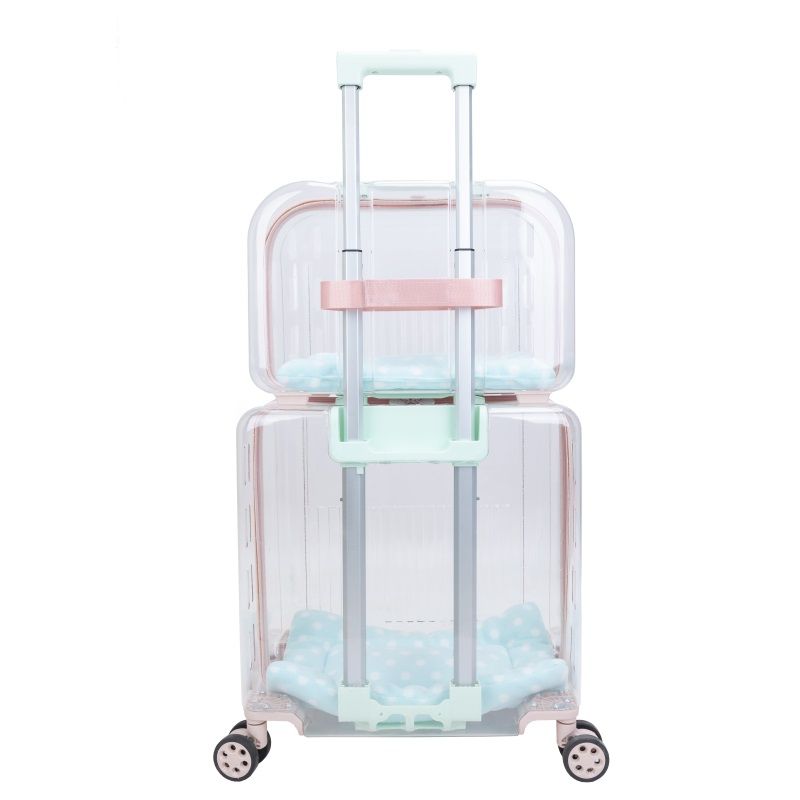 宠物透明行李箱猫包大容量两只猫咪外出拉杆箱双层狗狗航空箱推车