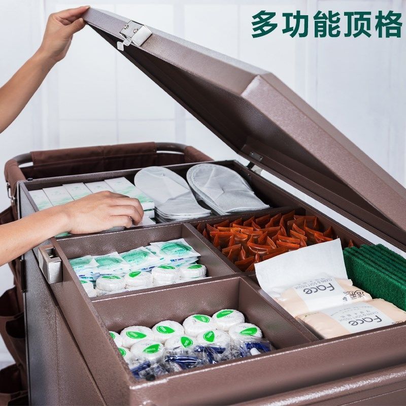 加厚酒店客房带门带盖带锁手推车布草车保洁工作车清洁卫生服务车