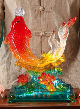 莲年有余喜庆金鱼摆件家居装饰客厅电视柜乔迁礼品玄关招财猫摆件