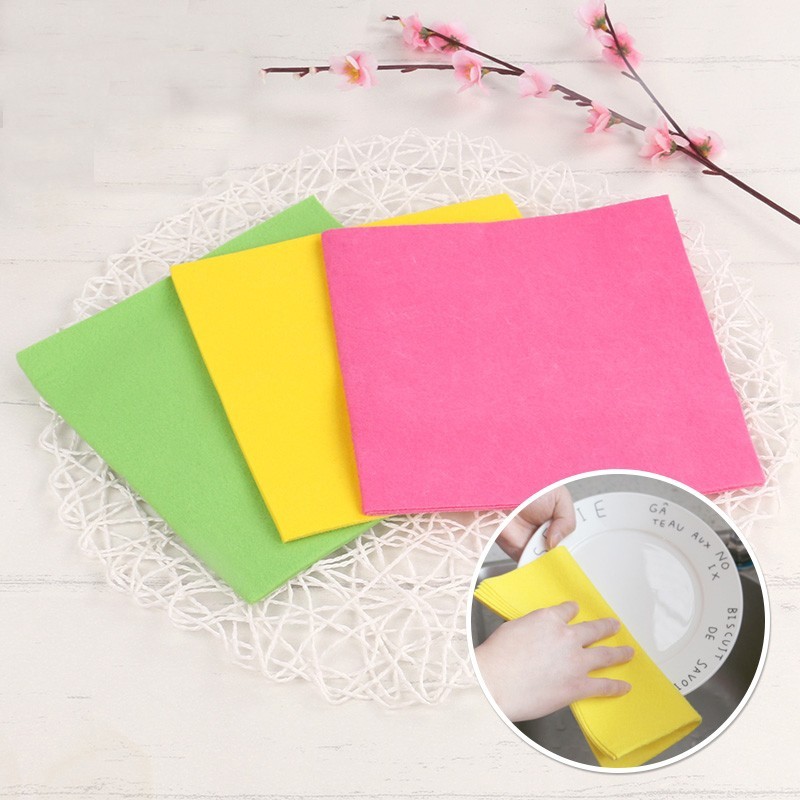 【3包=9条】韩式进口 抹布 吸水吸油 不掉毛 加厚厨房清洁布彩色