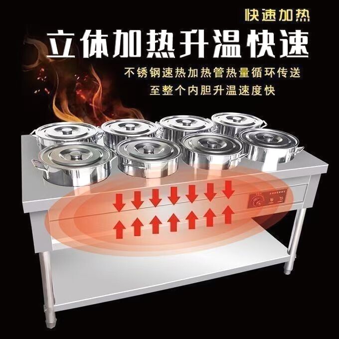 鲁迪不锈钢保温粥车商用餐饮电加热摆摊汤粥桶家用两相电热水保温