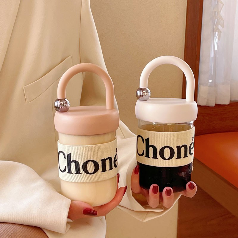 小香风高颜值便携玻璃杯网红ins咖啡杯可爱手提杯子简约创意水杯