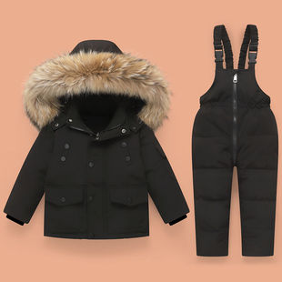 2025年韩版儿童羽绒服套装女童加厚洋气宝宝男童两件套冬装滑雪服