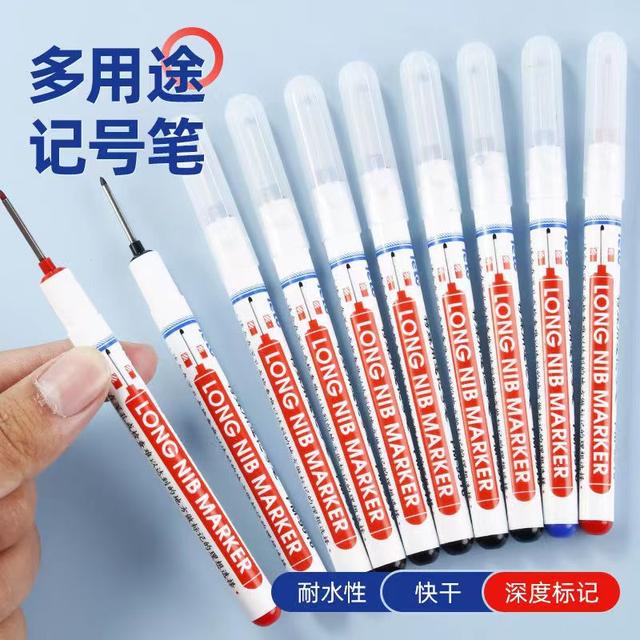 长头记号笔20mm木工用记号笔瓷砖装修标记笔加长打孔标记用油性笔