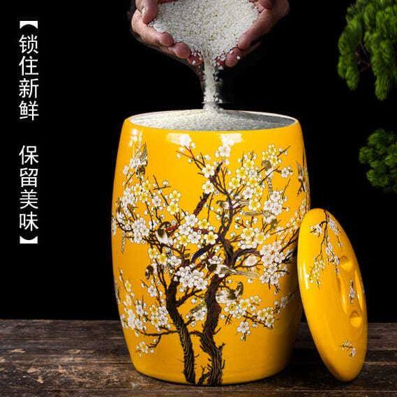 景德镇陶瓷米缸家用50斤米桶带盖密封防虫防潮水缸10斤20斤储米箱
