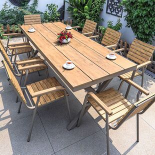 户外桌椅塑木庭院防腐木商用防水露营阳台室外休闲花园桌椅组合