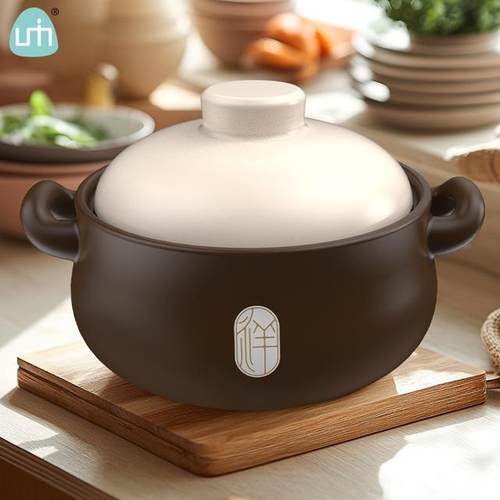 柚米一粒中式陶瓷砂锅煲耐热煮粥煲汤炖菜焖煲家用明火大容量沙锅