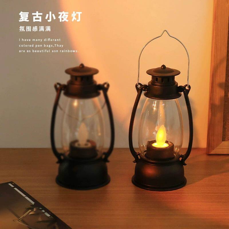 拍照氛围小马灯灯光可晃动复古小夜灯梦幻桌面摆件非明火道具
