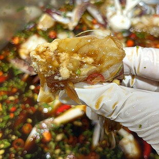 楼茂记宁波生呛蟹块500g生腌梭子蟹 鲜香麻辣宁波特产腌制海鲜