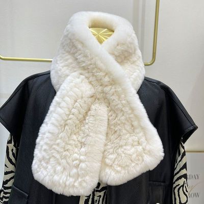 柔软毛茸茸围巾围脖气质交叉百搭加厚毛绒保暖围巾冬季皮草双面秋