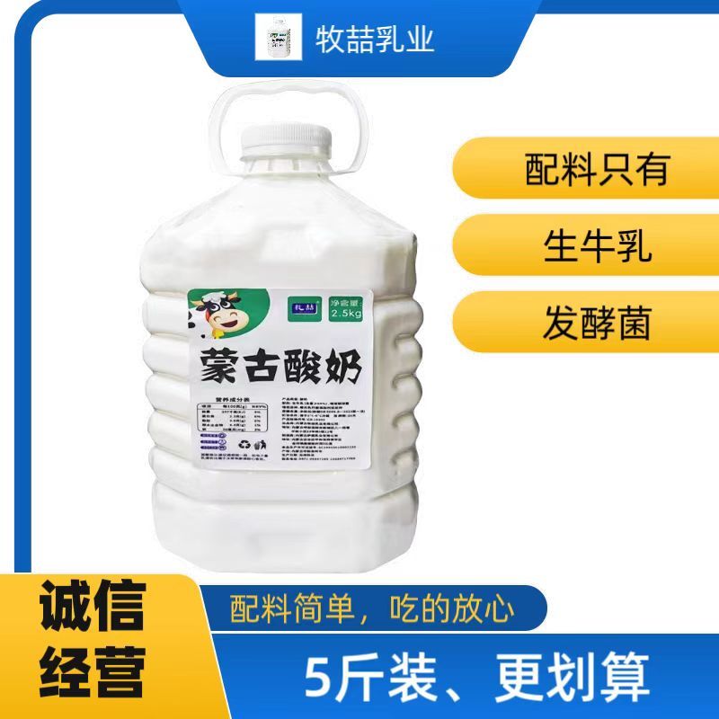 商用家用5斤大桶酸奶0蔗糖无添加剂新鲜蒙古酸奶小糖人(酸口