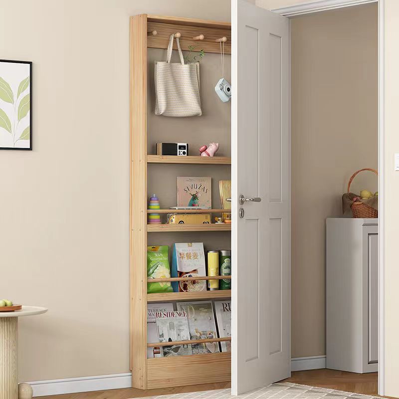 门后置物架包包收纳超薄儿童实木书架落地多层家用绘本架窄书柜