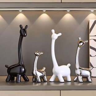 陶瓷摆件装饰品小鹿一家四口电视柜酒柜家居饰品极简简约意式高档