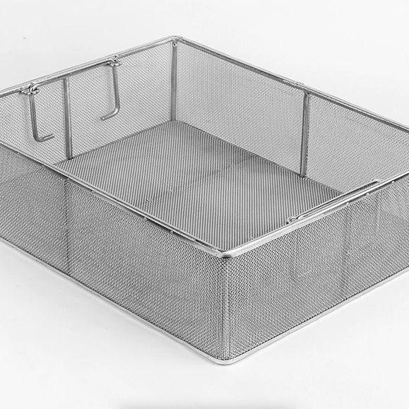 304不锈钢网篮水槽沥水滤网超细隔渣网篮消毒框清洗超声波清洗蓝