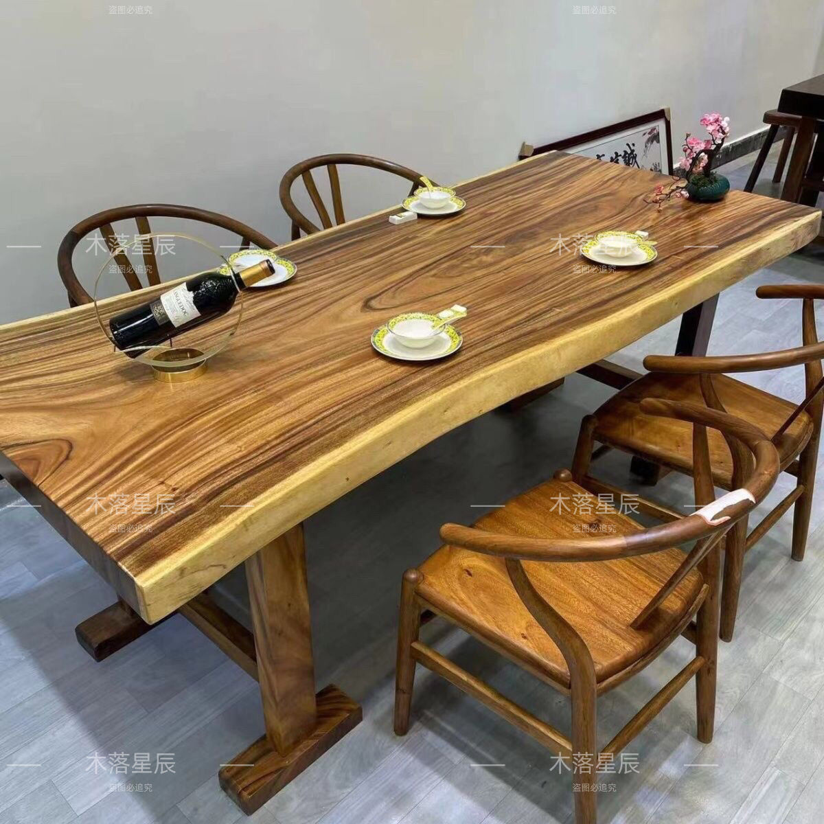 南美胡桃木实木奥坎柚木整板奥坎桌茶桌办公桌餐桌书桌实木大板