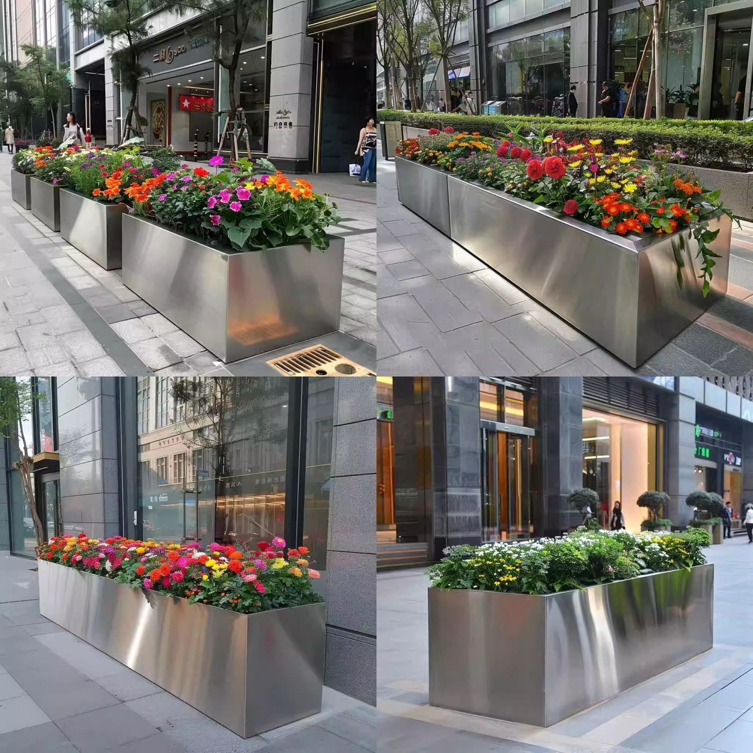 定制户外不锈钢花箱组合商业街金属树池售楼部广场可移动花盆树箱