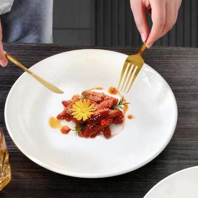 瓷县令【4只装】10.05英寸纯白大盘酒店家用创意简约大号圆形炒鸡