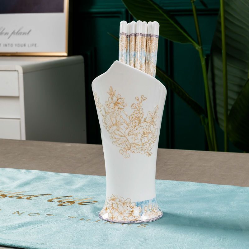 轻奢欧式陶瓷筷子筒筷子娄家用筷子收纳盒北欧厨房沥水筷桶置物架