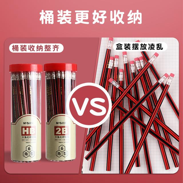 晨光红杆经典铅笔HB2B小学生专用考试素描小学初学者练字画画