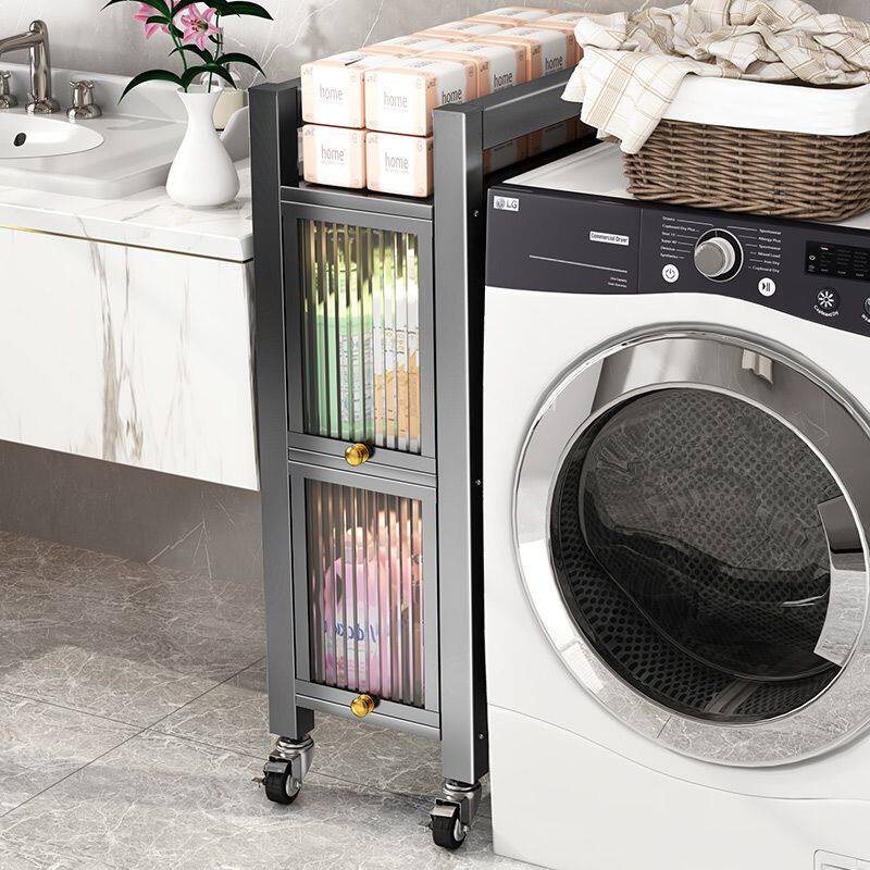洗衣机侧面置物架阳台滚筒波轮旁边窄缝侧边夹缝收纳柜带门置物柜