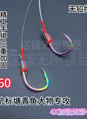 【五副装】德国进口原丝A60精工手绑炫彩巨物子线双钩拖钓黑坑青