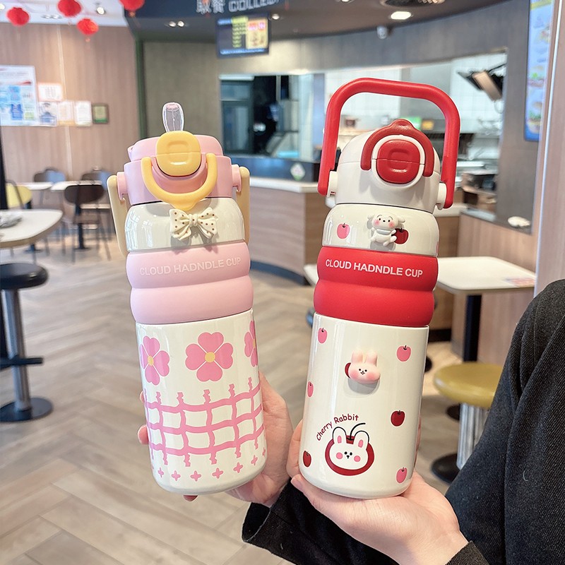 大容量儿童保温杯女生上学专用吸管杯高颜值2025新款可爱便携水壶