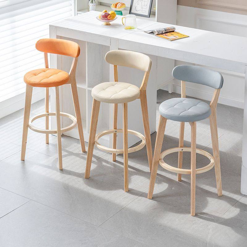 高脚凳家用实木吧台椅现代简约北欧轻奢高脚椅靠背前台收银酒吧椅