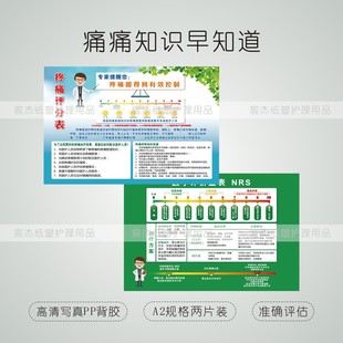 现货疼痛评分表数字评价量表医院知识PP海报塑封高清写真支持定制