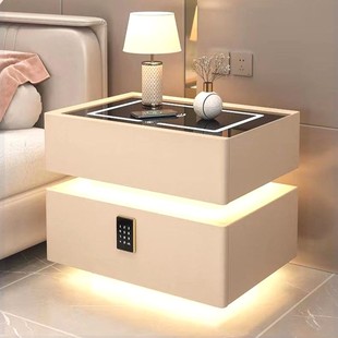 智能床头柜带人体感应灯轻奢现代床头柜款2024高档大气小型