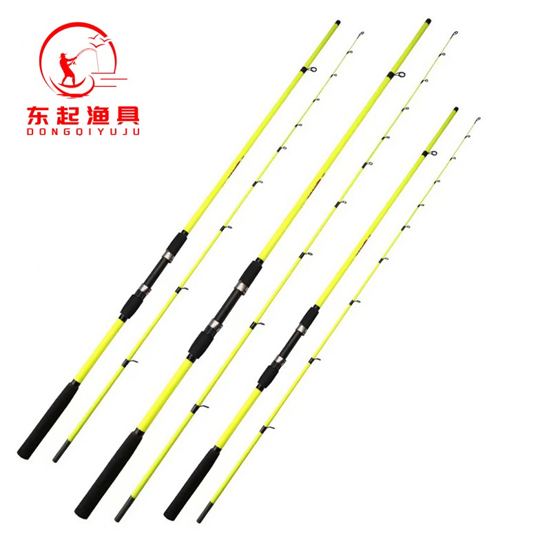 小黄竿玻璃钢鲈鱼竿钓鱼杆适用船钓排钓路亚筏钓泛用型软尾海钓竿