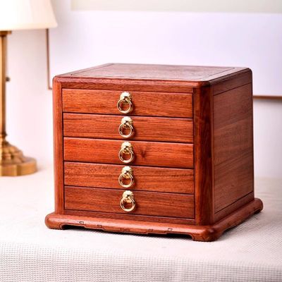 缅甸花梨木收纳盒普洱茶盒实木五斗柜中式高档茶具茶叶盒茶盘实木
