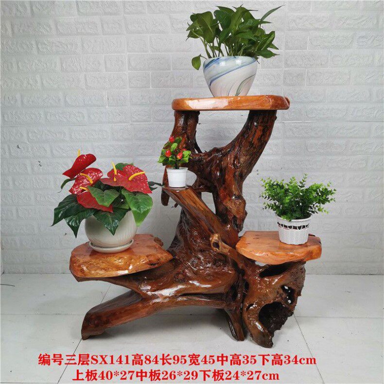 Природный корень резьба полка дерево многослойный этаж карликовое дерево Странный камень украшение резьба по дереву база корень цветок гостиная 