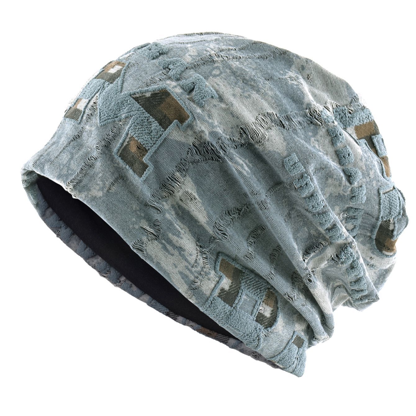 光头外出帽潮品字母小众堆堆帽子男春夏季薄款时尚包头冷帽百搭显