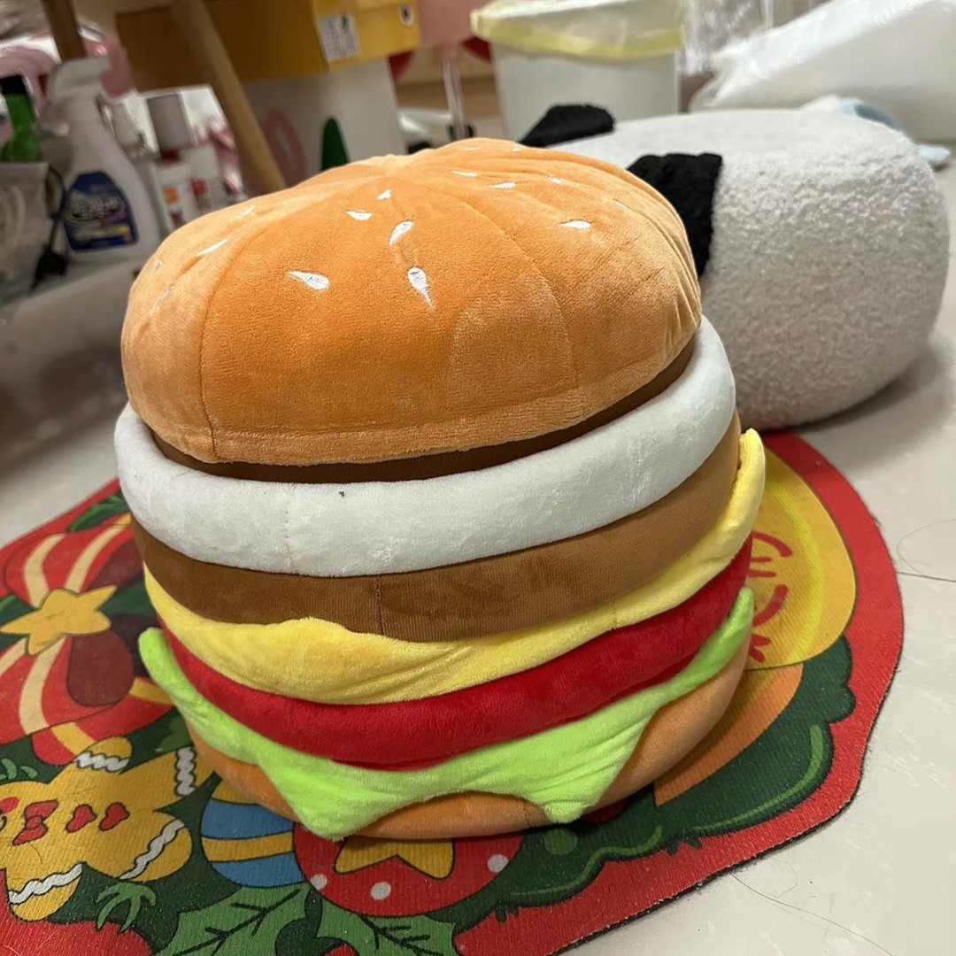 新款汉堡收纳筐卡通可爱带盖收纳盒汉堡包零食筐杂物收纳篮