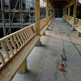 防腐木凉亭美人靠座椅靠背实木亭子中式坐凳长廊座凳吴王靠室外