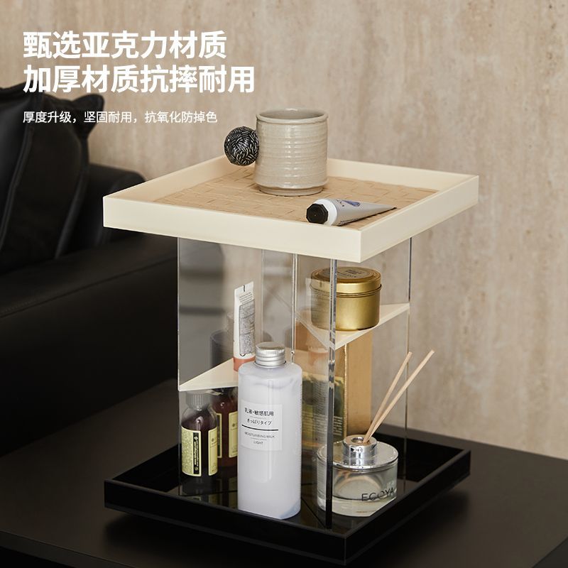 旋转亚克力化妆品收纳盒护肤品香水置物架桌面首饰托盘玄关梳妆台