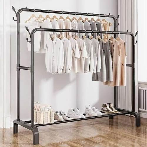 【双杆挂衣】简易双杆加粗衣帽架家用卧室阳台晒衣落地衣帽架挂衣