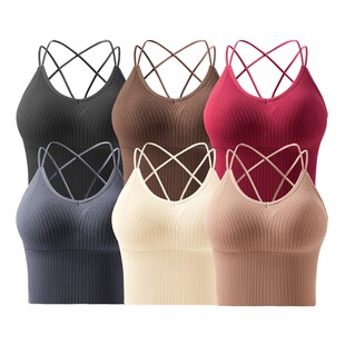 2025山茶花轻薄透气抗菌新款 吊带背心聚拢显大交叉美背带胸垫