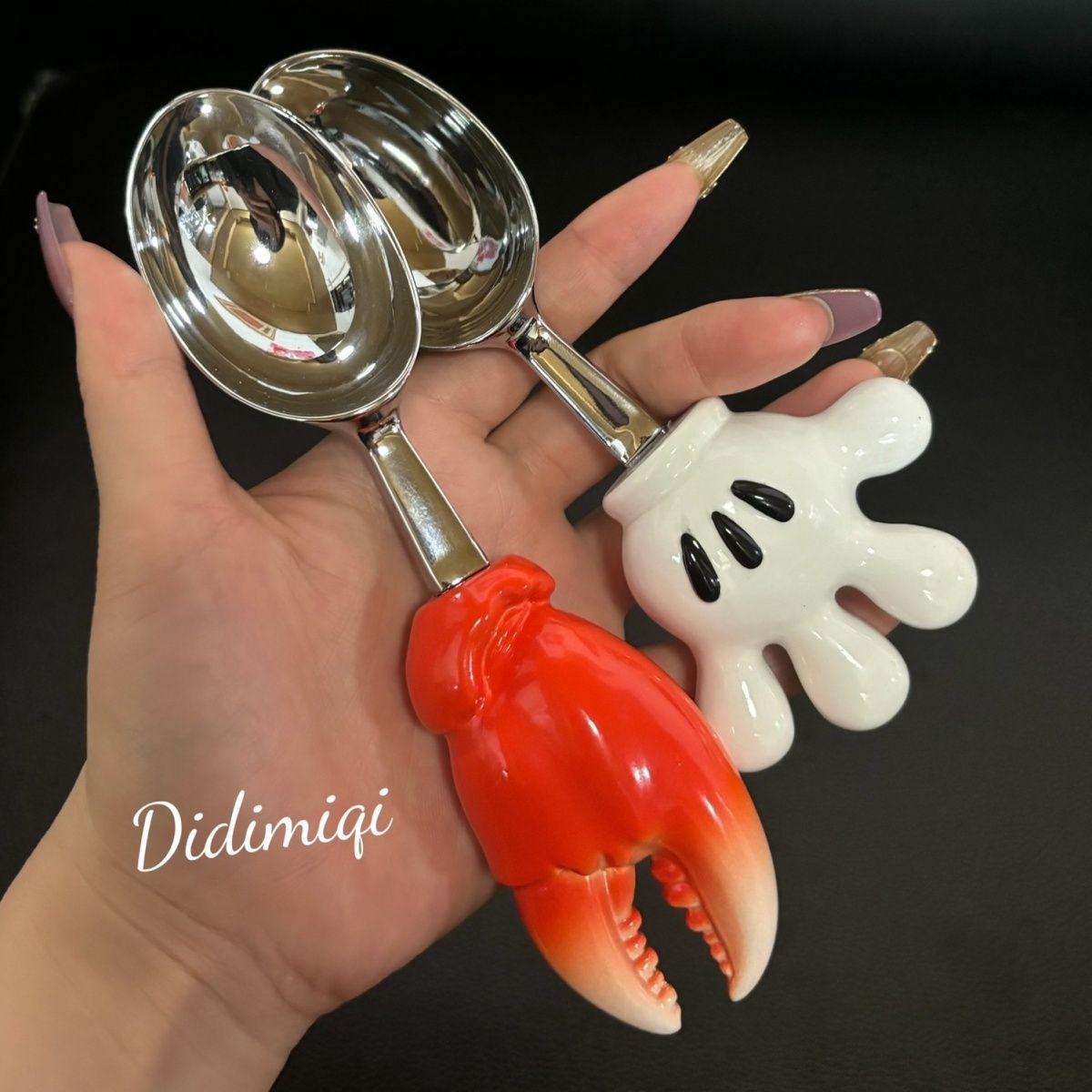 米奇勺蟹钳(有钱)勺冰激凌勺西瓜勺甜品勺可爱章鱼哥同款勺子