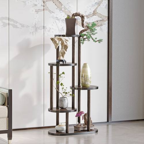 博古架实木中式小多宝阁紫砂茶壶茶具架子花盆栽置物架摆件展示架