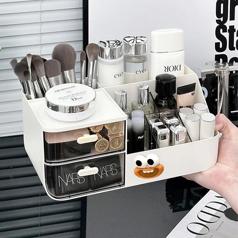 桌面化妆品收纳盒高级感口红置物架梳妆台护肤品笔刷整理抽屉盒子