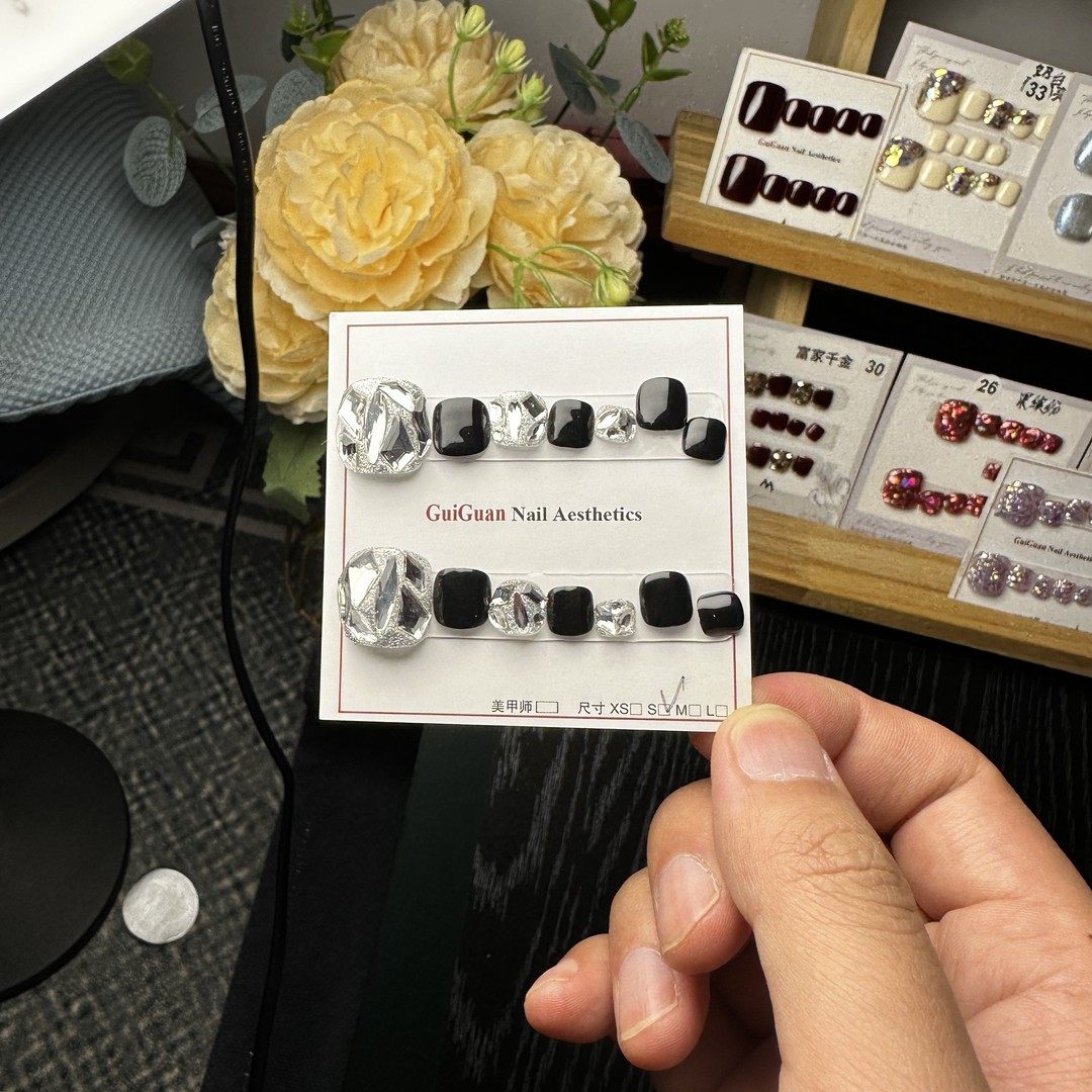 【黑钻】新款时尚黑色钻石性感高级显白美甲穿戴,彩妆/香水/美妆工具,穿戴甲/甲片,淘宝优惠券,粉丝福利购,淘宝优惠卷