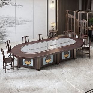 酒店椭圆电动餐桌长方形回转火锅桌旋转小火锅饭店包厢会所餐桌厂