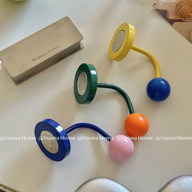 彩色磁性强力免打孔挂钩冰箱强磁ins风入户门多巴胺磁吸挂钩可爱 - 封面