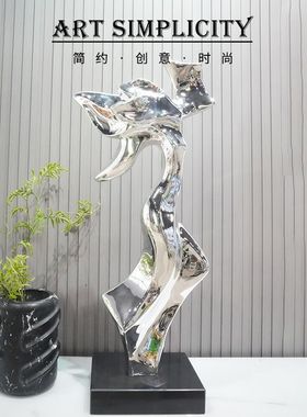 样板间入户玄关装饰摆件客厅电视柜旁边现代轻奢酒店落地艺术雕塑