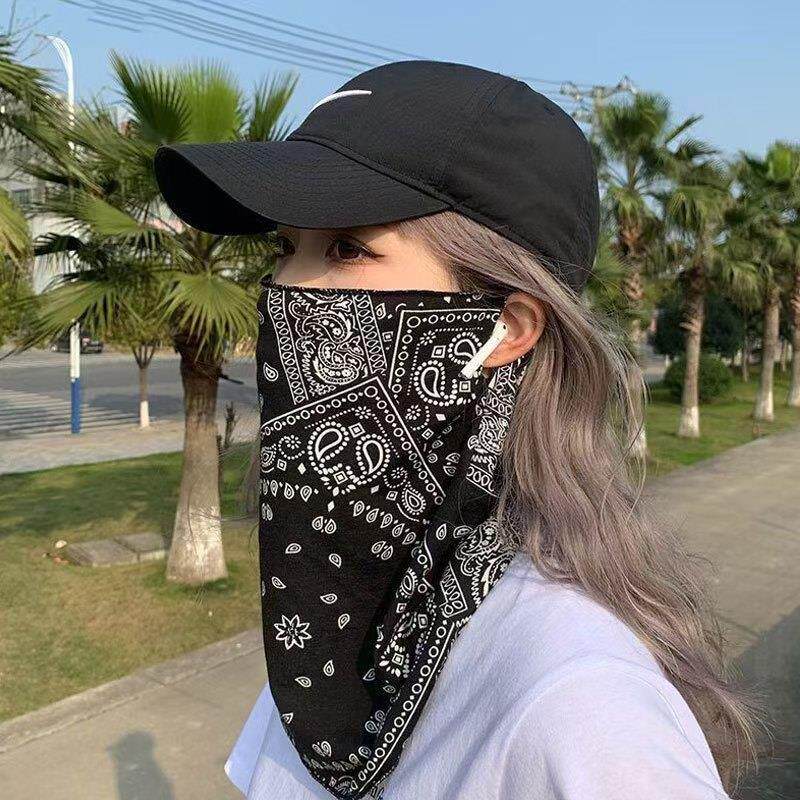 防晒面罩男女冰丝挂耳护颈围脖夏天遮阳脖套骑行面巾新款面纱lx14