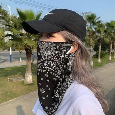 防晒面罩男女冰丝挂耳护颈围脖夏天遮阳脖套骑行面巾新款面纱lx14