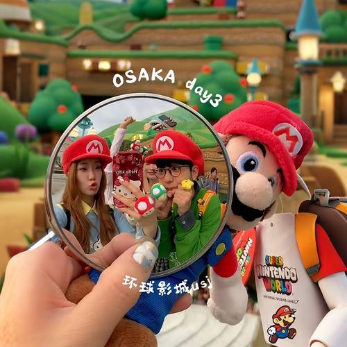 旅行吧唧拍照小圆镜自拍足迹凸面